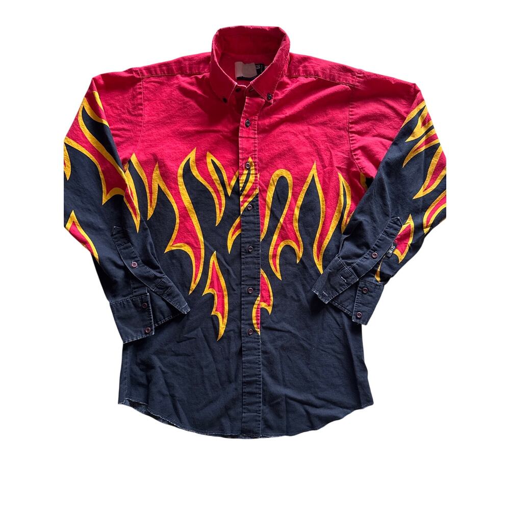 Vintage 90s Brooks Dunn Panhandle Slim Flame Western Shirt Mens M